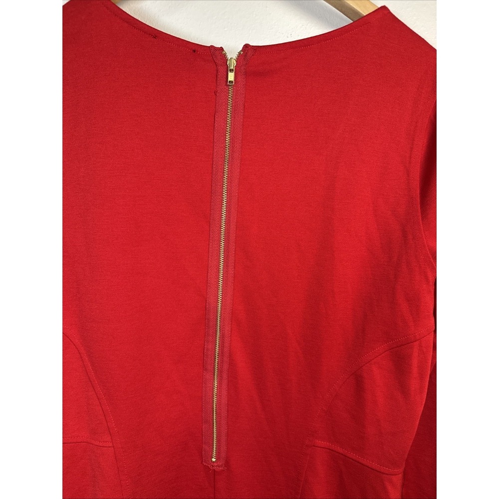 The Limited Red Fit & Flare Skater Dress Scoop Neck Long Sleeve Size Large New - Picture 4 of 7